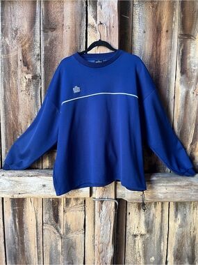 Admiral Deep Blue Crewneck Sweater with Contrast Piping